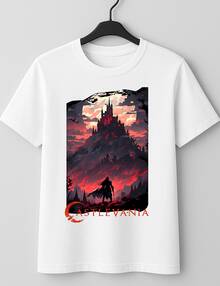 Castlevania Metroidvania T-Shirt, Video Game, Gamer, Nerd, Geek, Japan, Exclusive Print, Versatile And Modern Design, Comfort, Durability And Style, 100% Cotton, Unisex, Plus Size, Casual Shirt, Men's/Women's, Streetwear, Immediate Shipping - 白色 - 查看 1
