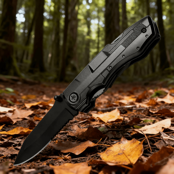 Cuchillo de caza multiusos, cuchillo plegable portátil, negro, cuchillo plegable para acampar al aire libre