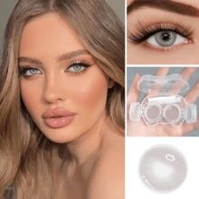 Christmas Green Contact Lenses, Cat-Shaped Contact Lens Case, Moisturizing Type, Suitable For Christmas Use, Single-Use For One Year, Can Be Worn Daily, Is A Selected Christmas Gift, A Prop For Creating A Christmas Atmosphere, Suitable For Makeup Parties, Birthdays And Holiday Gifts.