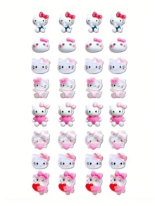 SANRIO 10件套Hello Kitty迷你树脂饰品及配件，可爱卡通风格，带蝴蝶结，DIY美甲配件，适用于美甲和手机装饰 - 彩色 - 查看 5