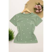 Women's 100% Cotton Blouse With "Faith" Print And Mini Hearts – Comfort And Delicacy - 橄欖綠 - 查看 5
