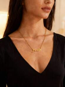 1Pc Fashion Arabian Mom I Love You Heart Pendant Necklace For Women Gold Color Stainless Steel Geometric Necklace Holiday Party Jewelry Gift