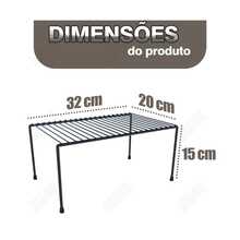 Kit com 2 Organizadores para Cozinha - Prateleira Aramado - Preto - Visão 5