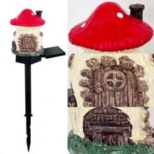 炫目明亮的太阳能蘑菇灯仙女花园灯适用于家庭装饰户外装饰桩蘑菇屋太阳能 LED 景观照明适用于草坪、人行道、露台、庭院