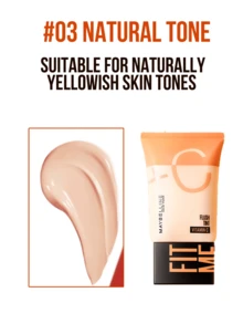Maybelline FIT ME FLUSH TINT 2X VITAMIN C #03 NATURAL TONE 5/30ml, Double Vitamin C² Double Brightening, 8-Dimensional Skin Improvement, Triple Essence Infused (Hyaluronic Acid 24H Hydration, Vitamin C Bright Essence Infused (Hyaluronic Acid 24H Hydration, Ivenmin C Bright Essence Infused (Hyaluronic Acid 24H Hydration, Pamnad C Brightening. 3-Step Easy Application (Warm-Press-Pat) for Bright Fair Skin, Ideal for Daily Hydrating & Radiance Boost, Essential Item for Daily Skin Caring and Makeup Use - 美寶蓮早C管素顏霜 03 - 查看 6