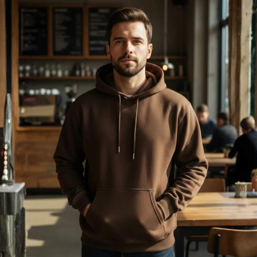 Premium Thick Sweatshirt For Intense Cold Weather - Stylish And Comfortable - 鏽棕色 - 查看 1