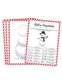 20 peças, jogo de rolar um boneco de neve, jogo de rolar dados, atividade de jogo de Natal para a família no inverno, jogos de férias, jogo de desenhar um boneco de neve, jogos de sala de aula, jogos de sala de aula de férias, conjunto de cartas de jogo impressas frente e verso