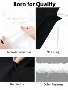 sweat-shirt à capuche réchaud unisexe 500g - Noir et blanc douillet et épais - Blanc - Voir 4