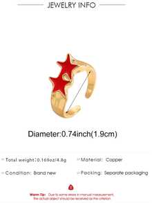 1 Piece - A Personalized Colorful Drop-Shaped Star Ring For Women, Featuring A And Niche Design With A Sophisticated Star-Shaped Opening. It Is Also Suitable As A Valentine's Day Gift And Can Be Worn Alone As An Accessory. - Multicolor - View 4