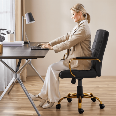 Butterslay PU Leather Desk Chair With Swivel & Height-Adjustable Seat, Ergonomi…