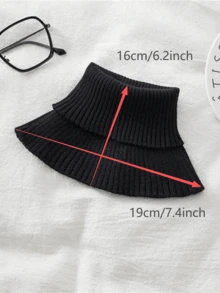 1 chiếc khăn quàng cổ đan len giữ ấm cho nữ, cổ giả đan trơn màu tối giản đa năng, khăn quàng cổ cao ấm áp và chống gió, thích hợp cho nhiều dịp khác nhau, mùa thu/đông - khăn dệt kim - Xem 10