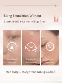 HEXZE 超持久柔雾防晒粉底液 SPF 39 PA+++，蕴含维生素E，高遮瑕，轻盈持久，保湿防晒，适合日常使用，新手友好，D03 浅米色，适合中等至橄榄肤色 - D03 Wheat Beige - 查看 5