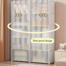 1pc Multifunctional Dustproof Clothes Storage Cabinet, Easy-To-Assemble Simple Clothes Storage Cabinet, Dustproof Bookshelf Organizer, Portable Wardrobe, Office Storage, Classroom Organizer, Stylish Storage, Space-Saving Furniture, Easy To Assemble, Dustproof Cabinet, Multifunctional Storage Unit, Bookshelf Storage, Apartment Storage,