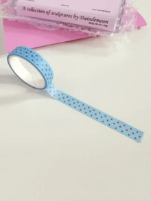 1套波点纸质和纸胶带，整卷，韩式剪贴簿装饰贴纸，9毫米*3米