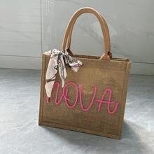 1 件个性化麻质手提包，可定制名称，适合伴娘、海滩、婚礼、生日礼物、多用途、大容量、多功能、多功能、色彩鲜艳、可爱、可爱、简约、有趣、卡哇伊、Y2K、极简主义、通勤、商务休闲、基础款、定制、个性化、独特、定制、送给他的理想礼物、送给她、她、家人、朋友、女朋友的理想礼物、周年纪念日、生日、节日/度假、户外/郊游/旅行/徒步旅行/体育场/运动/登山、商务/通勤/工作/办公室、定制女包 - 卡其色 - 查看 12