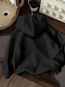 Casual Long Sleeve Rose Graphic Streetwear Hooded Pullover Print Hoodie Vintage Fleece Hooded Sweatshirt Pocket Pullover Top - 黑色4 - 查看 2