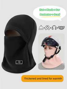 Gorro con máscara facial unisex, gorro de punto con forro térmico WarmthMax - a prueba de viento, aislamiento térmico, protección de orejeras, pasamontañas con capucha, transpirable, que absorbe la humedad, accesorio esencial para ciclismo al aire libre en clima frío, disfraz de Halloween, invierno, otoño, equipo de protección para exteriores en otoño y invierno con máscara de felpa y calor reforzado