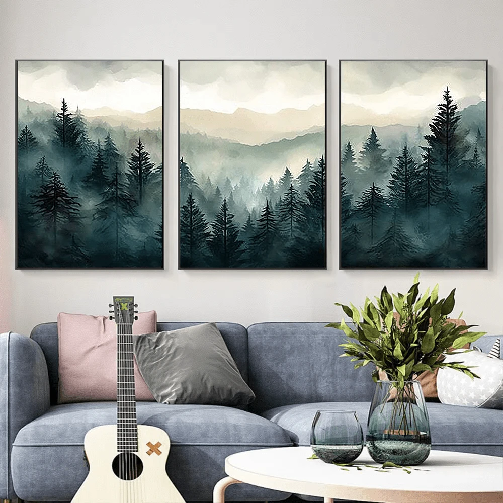 1/3pcs Unframed Canvas Poster, Modern Art, Mountain Wall Art Canvas Paintings, Landscape Print, Ideal Gift For Bedroom Living Room Corridor, Wall Art, Wall Decor, Winter Decor, Room Decoration - Multicolor - View 1