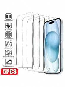 5 件全屏钢化玻璃保护膜，全屏手机保护膜适用于 17 16 15 14 13 12 11 Pro Max XS X XR 6 7 8 16 15 14 Plus 12 13 Mini 透明保护盖玻璃膜屏幕保护必需品，适用于日常防护、办公室、家庭手机屏幕保护膜手机配件防水防震防摔防刮 - 5Pcs HD - 查看 21
