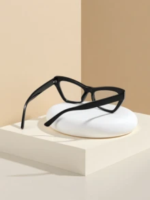 1pc Retro Black Frame Lightweight Glasses, Suitable For Square/Round Face, Unisex Fashion Eyewear - Multicolor - View 8