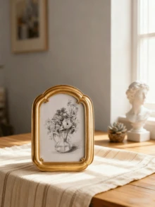 1 قطعة إطار صور زخرفي من الراتنج باللون الذهبي/الفضي/البني، خيارات متعددة الألوان، إطار صور مكتبي بتصميم بسيط مناسب للغرفة والمكتب والمكتبة - متعدد الألوان - مشاهدة 9