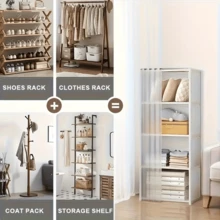 1pc Multifunctional Dustproof Clothes Storage Cabinet, Easy-To-Assemble Simple Clothes Storage Cabinet, Dustproof Bookshelf Organizer, Portable Wardrobe, Office Storage, Classroom Organizer, Stylish Storage, Space-Saving Furniture, Easy To Assemble, Dustproof Cabinet, Multifunctional Storage Unit, Bookshelf Storage, Apartment Storage,