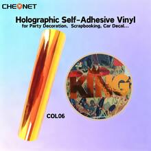CHEONET Premium Holographic Vinyl Roll - Self-Adhesive Permanent Sticker, Suitable For DIY Crafts And Decorations, All-Weather Fade Resistant, Ideal For Glass Surfaces