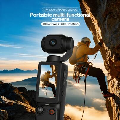 W&O 2025 New Portable Handheld Digital Camera, 16x Digital Zoom, 4K Video Recording, 180° Rotating Lens, 1 Megapixel Resolution, With Flash, Supports Night Shooting, Autofocus, Landscape/Portrait Modes, Supports 32GB Memory Cards, 2000mAh Battery-An Ideal Gift For Halloween And Christmas, And A Must-Have For Outdoor Travel.