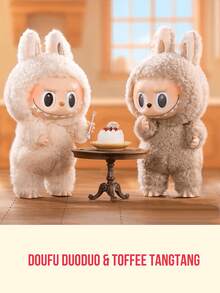 Pop Mart THE MONSTERS Exciting Macaron Blind Box - 6 Regular Designs + 1 Hidden Design, Adjustable Wire Posture, Soft Rubber Hands & Feet, Portable Metal Ring For Display Or Carry, All Members Feature Plush Macaron-Themed Designs (Tofu, Dodo Bird, Lychee, Berries, Etc.) - Multicolor - View 6