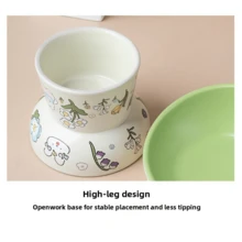 1pc High-Raised Slant-Mouth Ceramic Pet Bowl - Ergonomic Neck Protection Cat Dog Food & Water Bowl, Cute Anti-Spill Pet Feeding Bowl For Cats & Dogs, Easy To Clean, Stable Non-Slip Pet Dish With Elevated Design - Multicolor - View 12