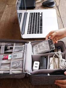 Waterproof Cable Storage Bag Portable Digital Electronic Organizer USB Cable Data Charger Plug Storage Bag - màu đen - Xem 7