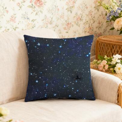 1个深蓝色天空印花抱枕套 - 17.7*17.7英寸，2D数码单面印花，现代风格，适用于沙发、长椅、汽车装饰，带拉链，可机洗，不含枕芯