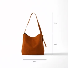 2026 Brown Suede Tote Bag With A Classic Vintage Look. Handheld, Shoulder, Or Crossbody Carry. Fits A 13–14 Inch Laptop, Tablet, Documents, Water Bottle, And Essentials. Soft Suede Is Ideal For Commuting, Work, School, Travel, Or Daily Outings, Matching Autumn And Winter Wardrobes - 棕色 - 查看 6