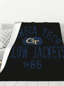 The Graphic Displays 'Georgia Tech Yellow Jackets 1885' In A Distressed, Vintage Font, Evoking A Sense Of Collegiate Tradition And Pride. Coral Fleece Plush Throw Blankets For Bed Bedroom Warm Bedroom Quilt Sofa Blanket - trắng - Xem 1