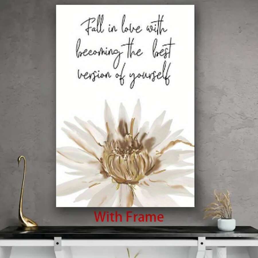 Framed 2D Flat S Wood Frame Canvas Print Decorative , Wild Flowers Quote Art, Minimalist Poster, Bohemian Style, Indoor Home Wall Decoration Art, Bedroom Decoration, Living Room Art, Quote Artwork, Floral , Framed Print, Highquality Print, Decorative Poster, Interior Designers, Art Lovers, 2D Flat, Perfect For Room Decor - Đóng khung - Xem 1