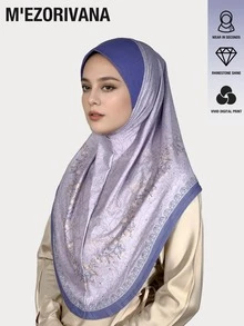 1pc Elegant Leaf Pattern Polyester Multifunctional Headscarf, Comfortable All-Season Wear - Floral Pattern With Fine Hot-fix Rhinestones - View 8