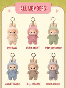 Pop Mart THE MONSTERS Exciting Macaron Blind Box - 6 Regular Designs + 1 Hidden Design, Adjustable Wire Posture, Soft Rubber Hands & Feet, Portable Metal Ring For Display Or Carry, All Members Feature Plush Macaron-Themed Designs (Tofu, Dodo Bird, Lychee, Berries, Etc.) - Multicolor - View 3