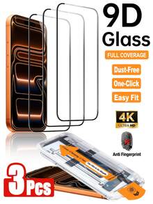 3pcs High Definition Tempered Glass Screen Protector Set, Includes Installation Tools And Auto-Alignment Tool, Compatible With IPhone 17 Pro Max/17 Air/16 Pro Max/16 Pro/16 Plus/16E/16/15 Pro Max/14 Pro Max/13 Pro Max/12/11/Xs Max/XS/XR Series, Full Coverage, Anti-Fingerprint, Anti-Drop, Anti-Scratch - 3pcs - View 38