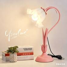 Flower Table Lamp,LED Reading Light Bedside Vintage Flower Night Light,3 Colors Modes Kawaii Bedside Lamps Decor,Living Room Bedroom Room Lighting Table Lamps Home Decoration - Trắng - Xem 10