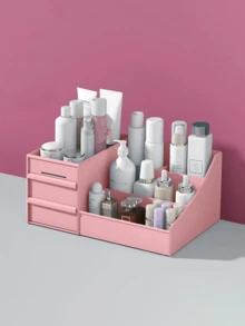 Makeup Organizer Box, Desktop Storage Stand, Rotating Pen Holder For Office Supplies And Cosmetic Brushes.Drawer-Style Vanity Box Dressing Table Surface Cosmetic Organiser Compartmentalised Storage Box Dormitory Storage Rack.Secret Santa Gifts For Women.Valentine's Day Gift.Christmas Gift. - Multicolor - View 14
