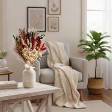 Dried Flower Bouquet Natural Pampas Grass with Baby's Breath for Home Party Table Vase Decor - Multicolor - Ver 2