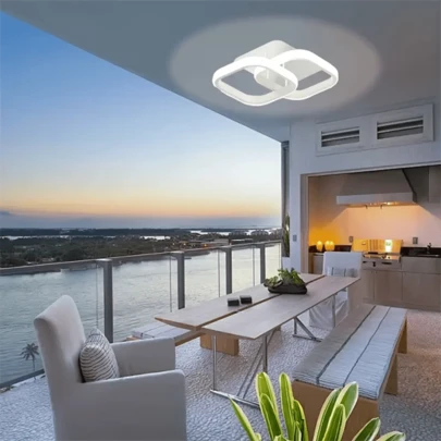 1个LED吸顶灯，LED阳台卧室吸顶灯，客厅吊灯，卧室吊灯，三色调光，柔和无眩光照明，天花板照明，适用于客厅、走廊、厨房、卧室、书房和酒店