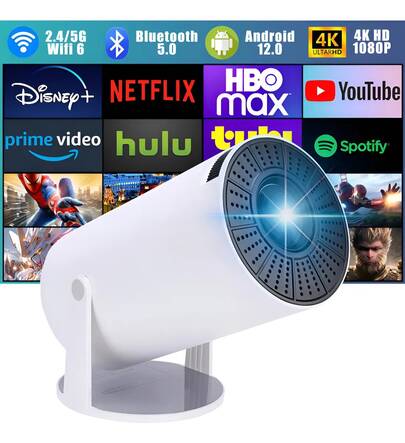 Proyector Android Mini Portatil Smart Tv 4k Hd Led 1080p 12000 Lm Proyector Profesional Baratos Con Wifi Y Bluetooth