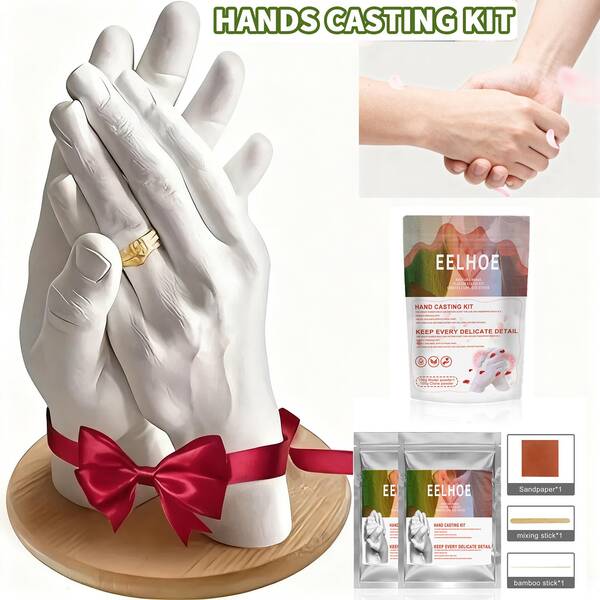 EELHOE 3D Hand & Foot Mold Casting Kit 100g - Clone Powder Set For DIY Handprint/Footprint Keepsakes, Couple & Baby Memory Preservation, Valentine's Day Family Craft Project