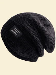 JZML 1 chiếc mũ len dệt kim mềm mại ấm áp họa tiết chữ Unisex dùng cho hoạt động trượt tuyết ngoài trời mùa đông - A - Xem 10