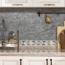 1 Roll Marble Peel And Stick Wallpaper, Grey Marble Contact Paper, Waterproof Self-Adhesive Film For Kitchen Countertop Bathroom, Home Decor And Furniture Renovation, Textured PVC Art Wall Sticker, Seasonal Winter Aesthetics - Grey - View 5