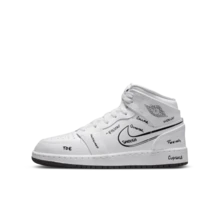 Nike Air Jordan 1 Mid (GS) 女款休闲运动鞋 DQ1864-100 - 白色 - 查看 1