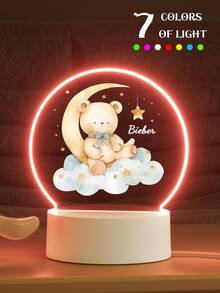 1pc Customized Bear Night Light With Name, Personalized Birthday Gift, Friend Gift, Bedroom Decor, Party Decor, Rabbit Night Light, Halloween Gift, Baby Shower Party Home Decor, Winter Night Gift, Cute Customized, Unique Treasure, Baby Gift, Adorable Baby, Fashionable Ideal Gift, Suitable For Kids, Family, Friends, Daughter, Son, Children's Day Gift - 5 3mm Round-bear - View 15