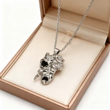 Creative & Personalized Comedy-Tragedy Mask Pendant Necklace With Stainless Steel Chain: Stylish Women's Rose-Adorned Mask Jewelry, Perfect Birthday, Festival & Christmas Gift For Relatives And Friends! - Bạc - Xem 6