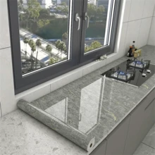 1 Roll Marble Peel And Stick Wallpaper, Grey Marble Contact Paper, Waterproof Self-Adhesive Film For Kitchen Countertop Bathroom, Home Decor And Furniture Renovation, Textured PVC Art Wall Sticker, Seasonal Winter Aesthetics - Grey - View 13